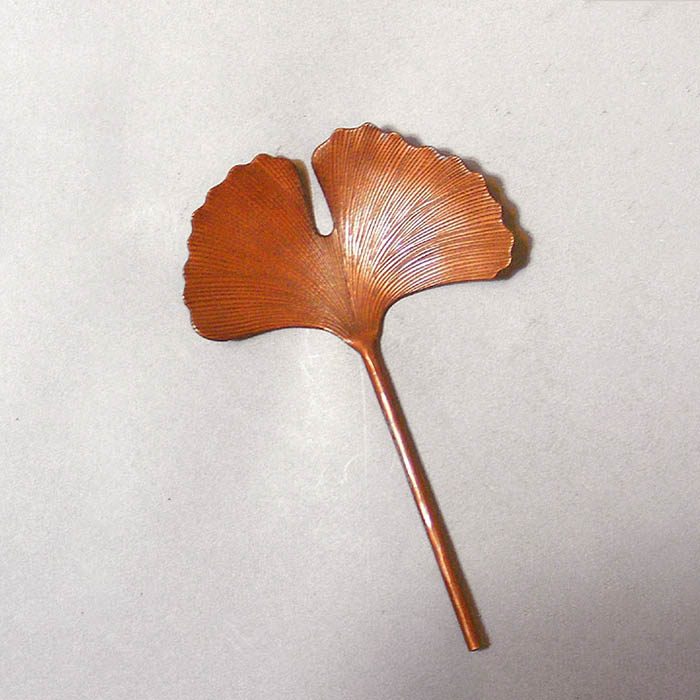 Hand-hammered Copper Ginkgo Leaf
