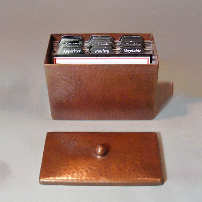 Hand-hammered Copper Roycroft-style Recipe Box - Image 2