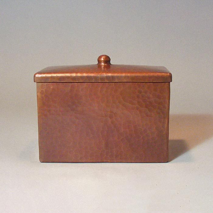 Hand-hammered Copper Roycroft-style Recipe Box