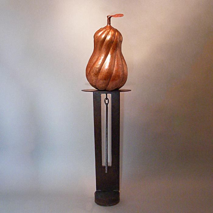 One-of-a-Kind, Massive 19" Hammered Copper Squash - Image 2