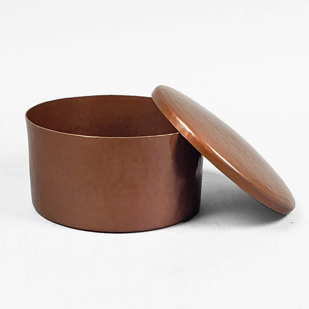 hand-hammered copper round box with lid | JLCP-Round-Box3