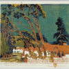 Baumann "Windswept Eucalypts" Lithograph with Dard Hunter Frame