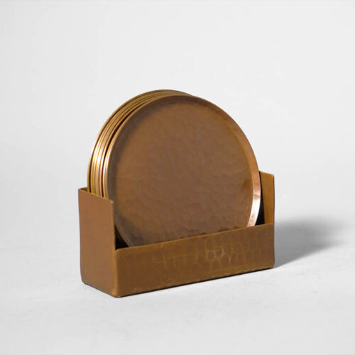 Hand-hammered Copper Coaster Tray