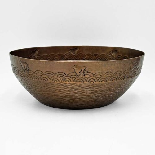 Copper Japanese-style Bowl with Bird Motif